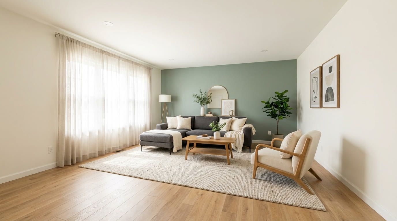 Wohnzimmer nach dem Streichen