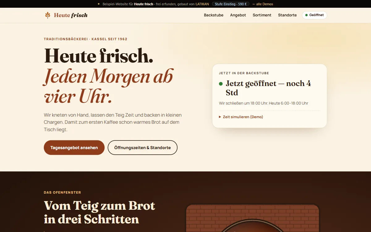 Demo-Website Heute frisch