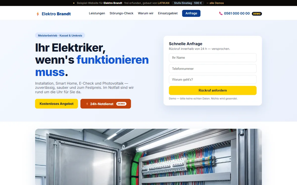 Vorschau der Demo-Website Elektro Brandt