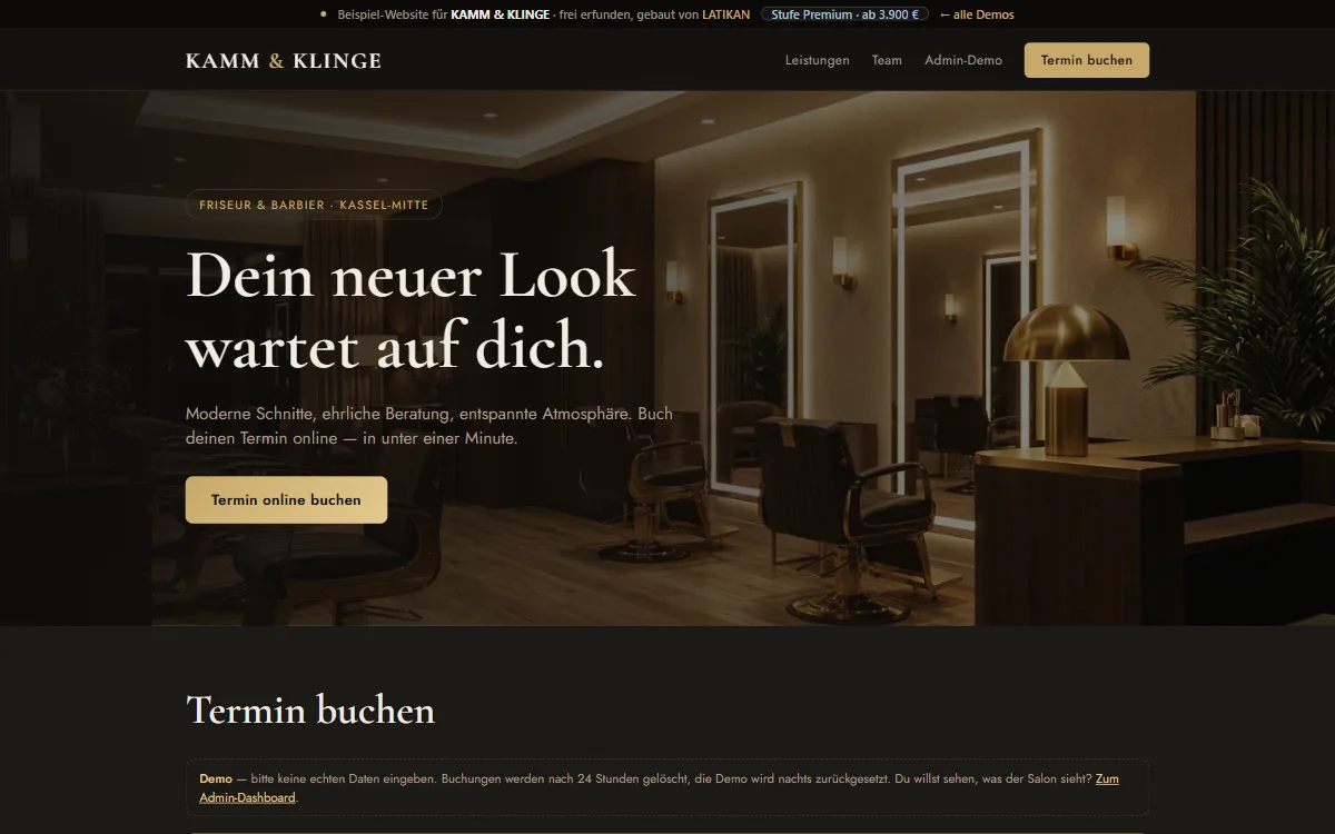 Demo-Website Kamm & Klinge