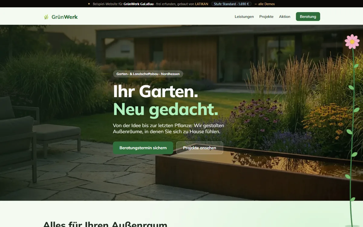 Vorschau der Demo-Website GrünWerk