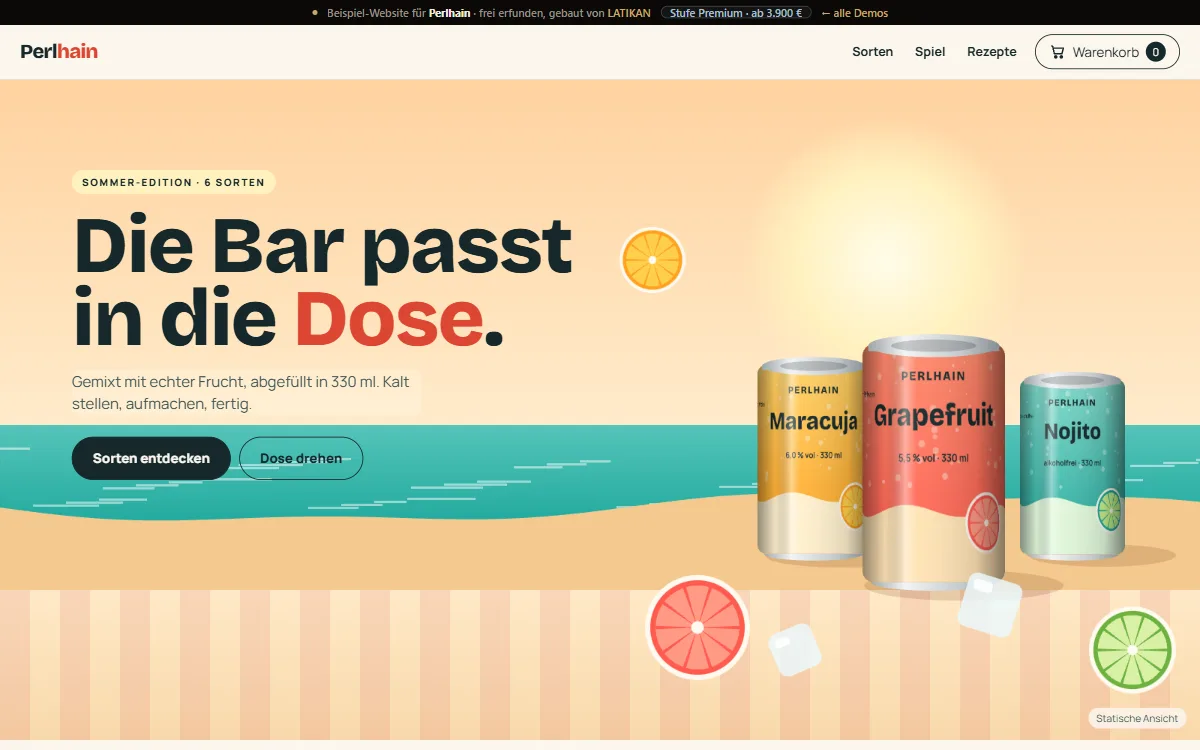 Vorschau der Demo-Website Perlhain