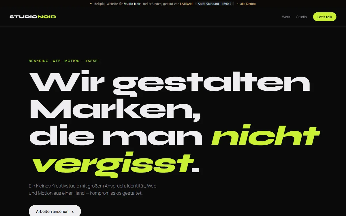 Vorschau der Demo-Website Studio Noir