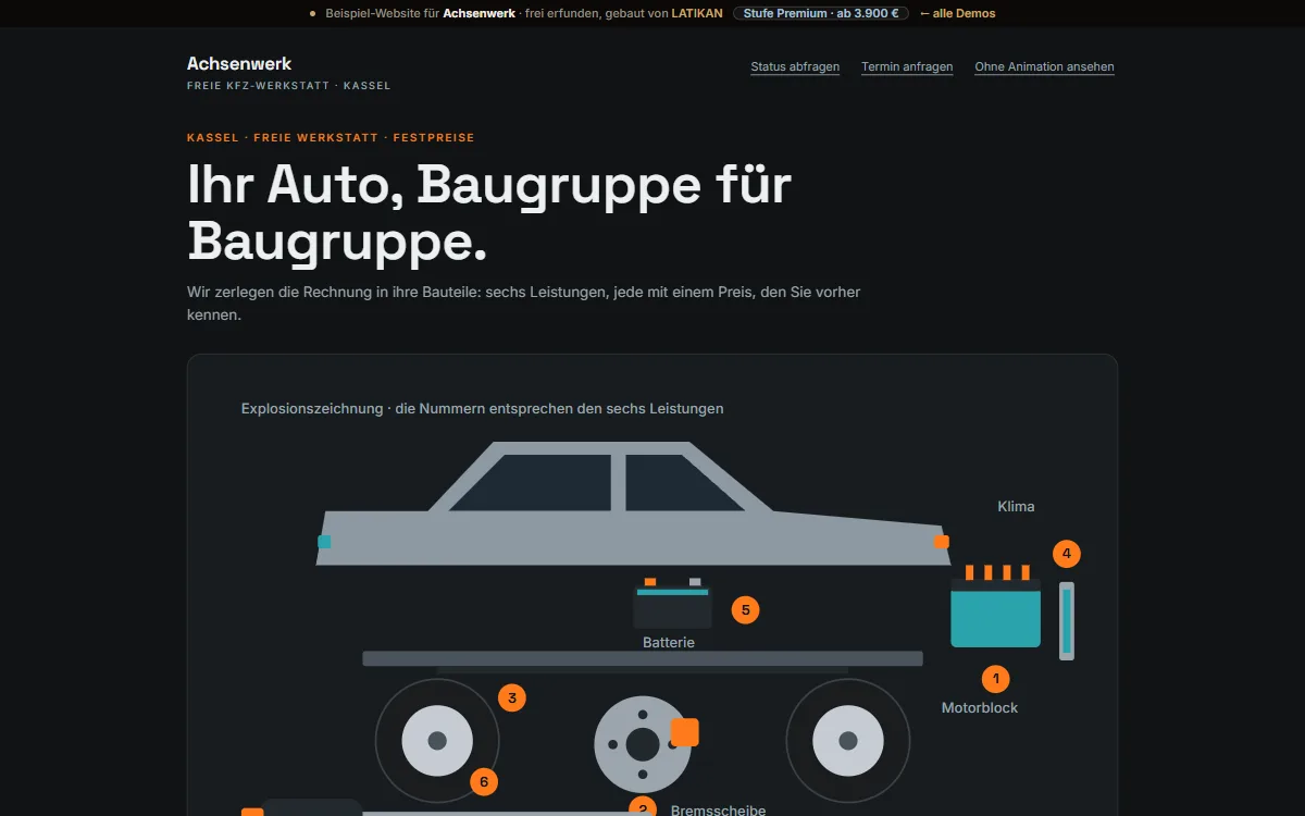 Vorschau der Demo-Website Achsenwerk